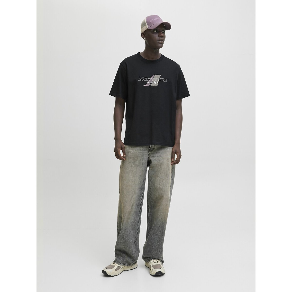 T-shirt col rond noir, JACK & JONES