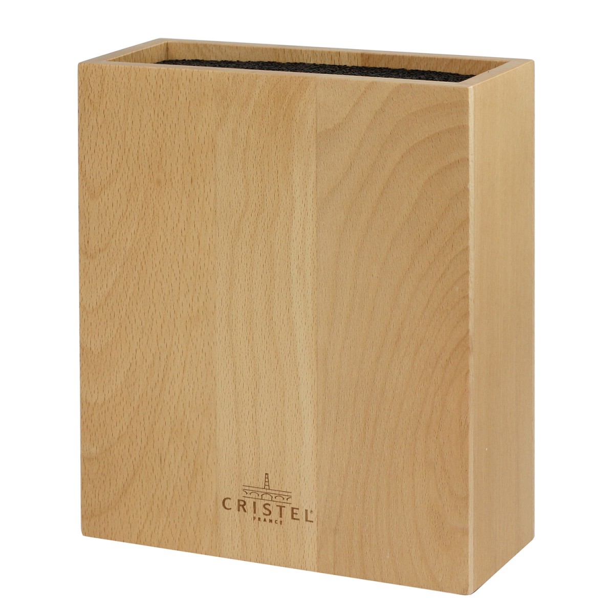 Bloc à couteaux rectangulaire en bois de hêtre pour 10 couteaux COMPLÉMENTS couleur unique, CRISTEL