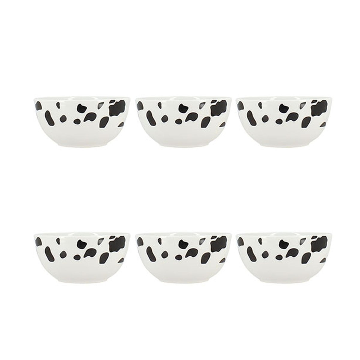 Lot de 6 bols 60cl en porcelaine, VACHE blanc-noir, NOVASTYL