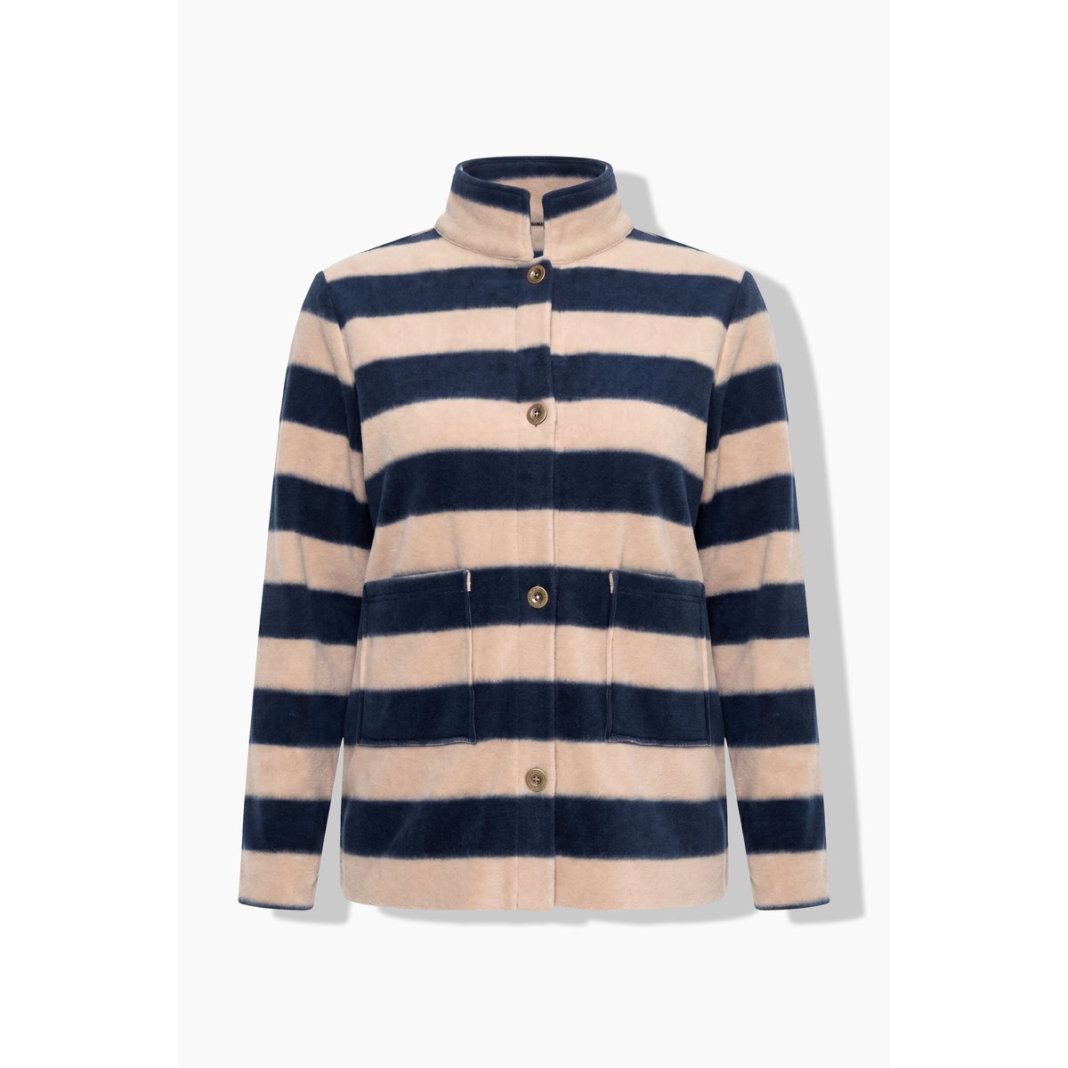 Veste en polaire à rayures, col montant marron clair, ULLA POPKEN