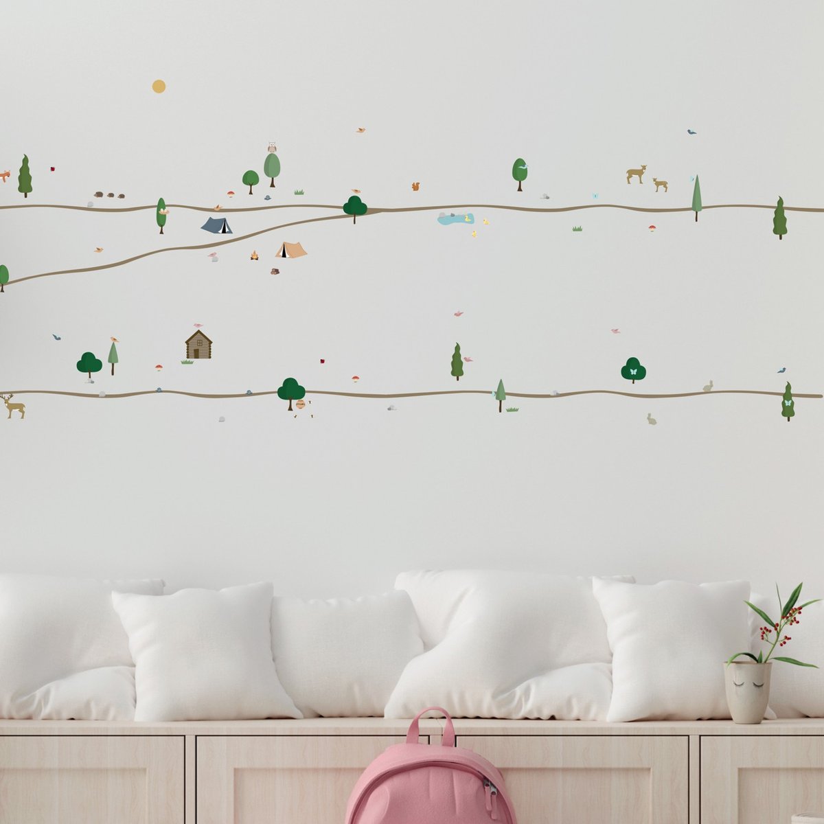 Sticker Mural Grande Frise Balade en Foret 6m multicolore, ARCHIV