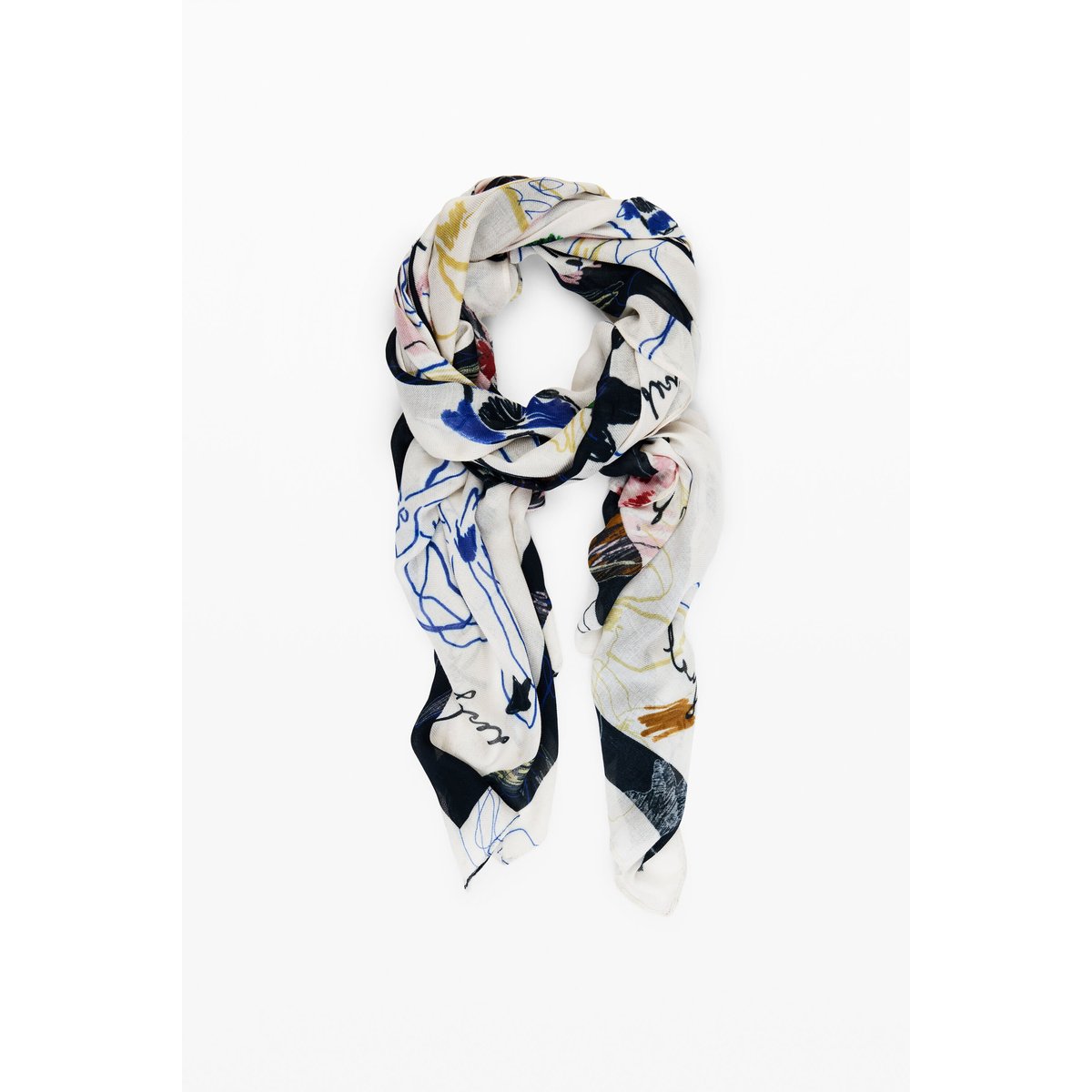 Foulard rectangulaire à motifs blanc, DESIGUAL