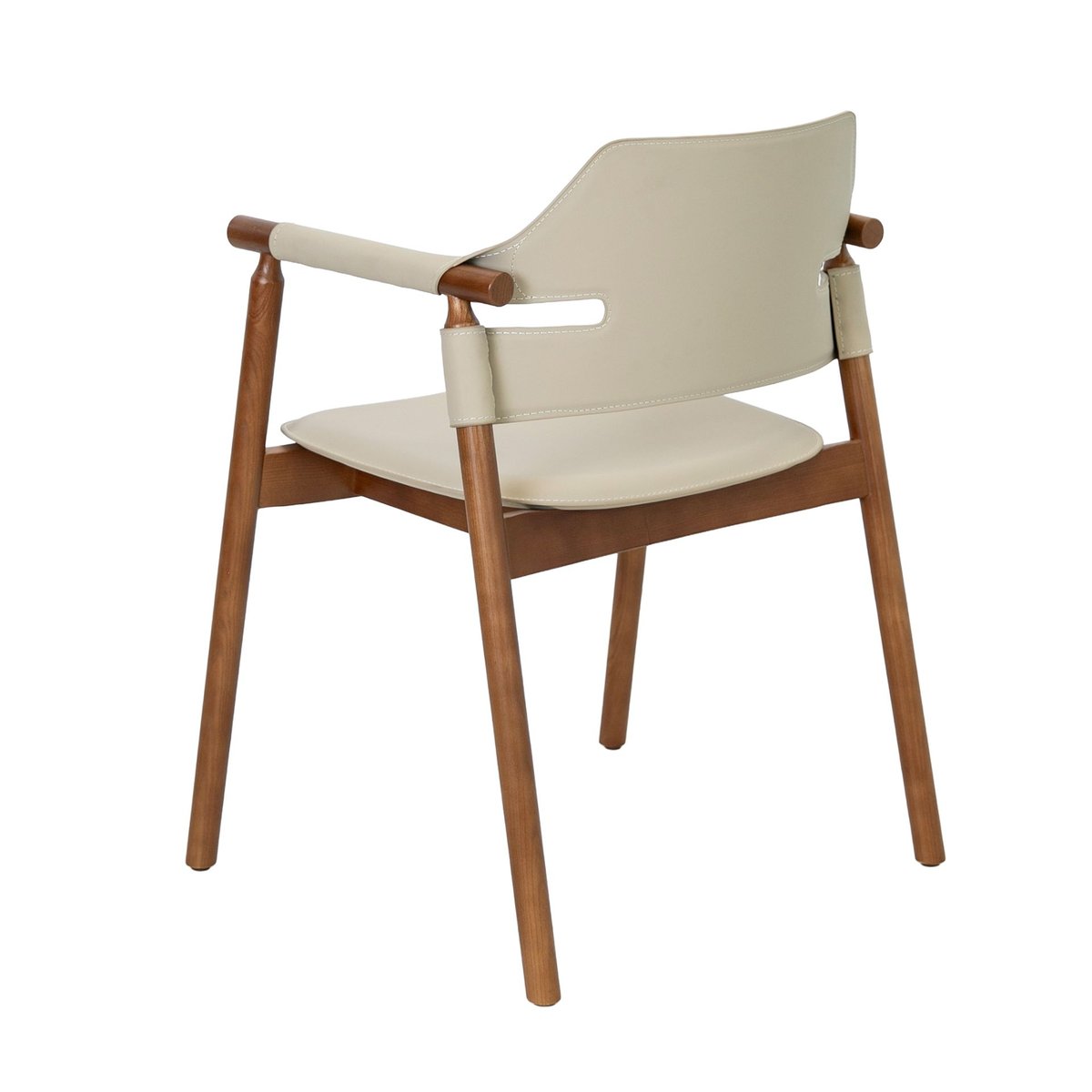 Chaise en cuir régénéré sable | noyer, ANGEL CERDA