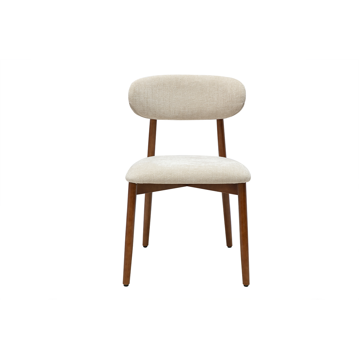 Chaises en tissu effet velours texturé beige et bois foncé noyer (lot de 2) SIAME beige, MILIBOO