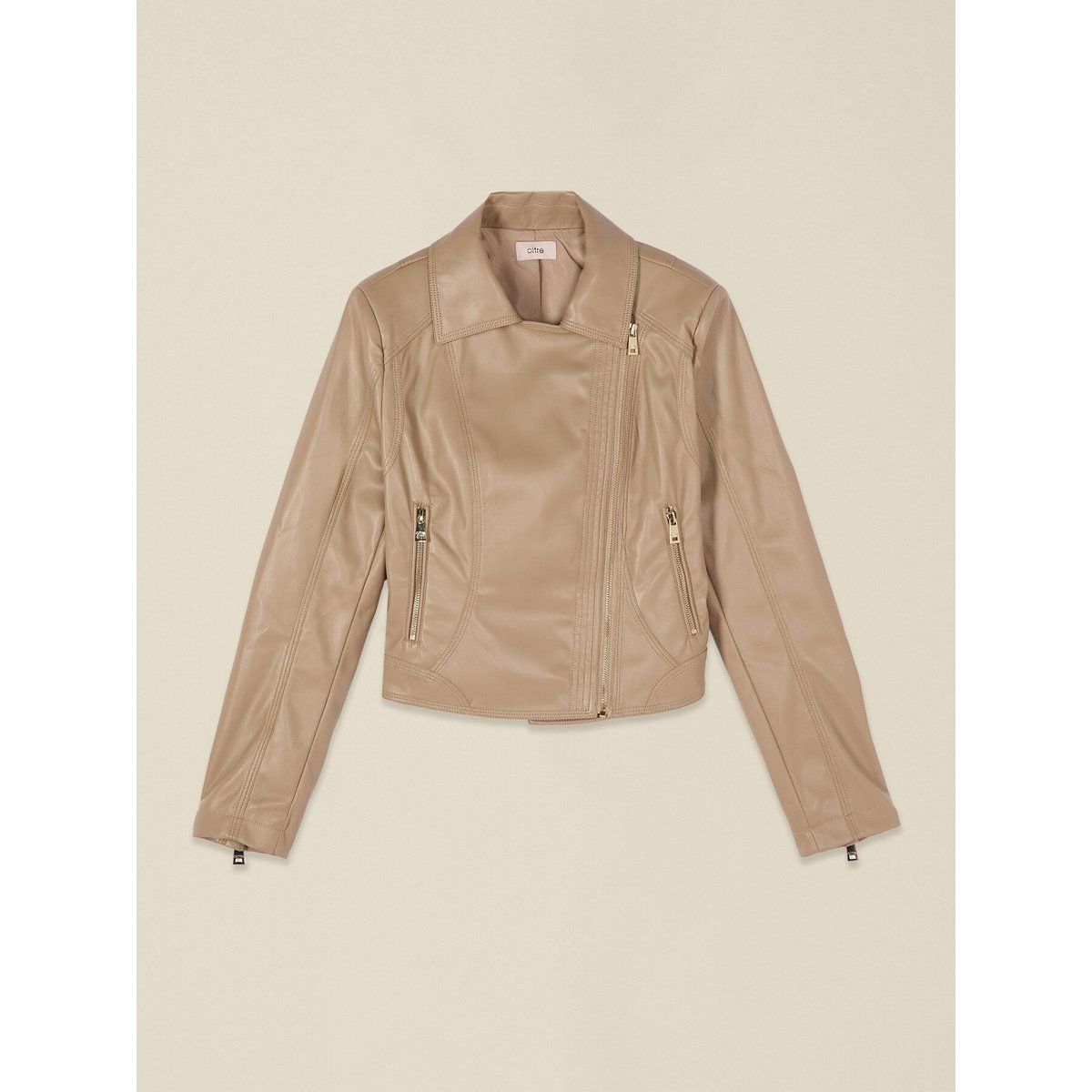 Blouson perfecto court beige, OLTRE