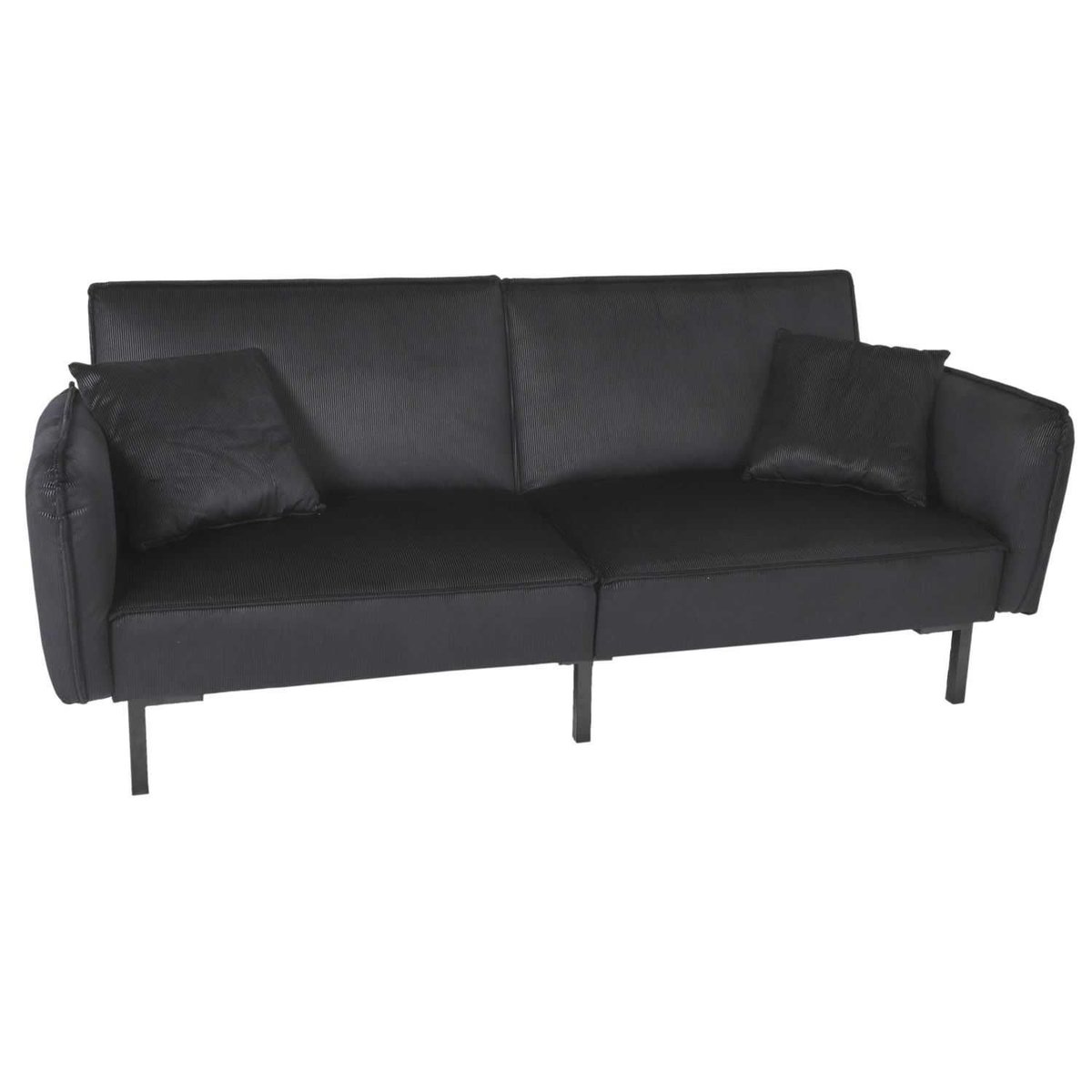 Canapé convertible en velours 3 places GIULIA noir, THE HOME DECO FACTORY