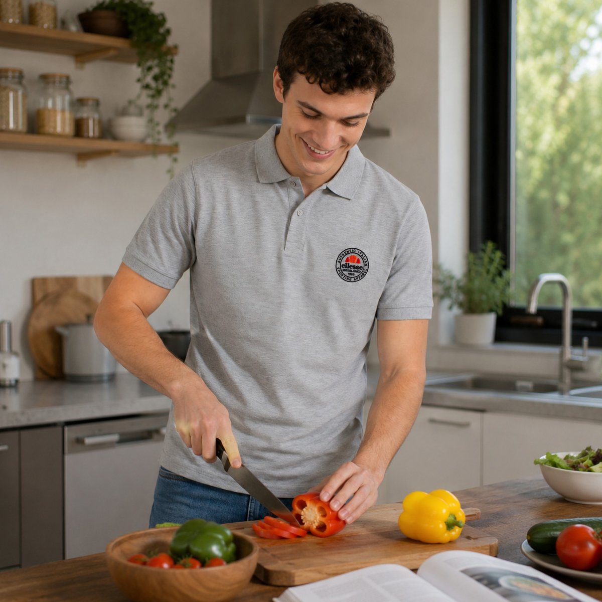 Polo manches courtes, patte de boutonnage et détails brodés GENTLEMAN gris, ELLESSE