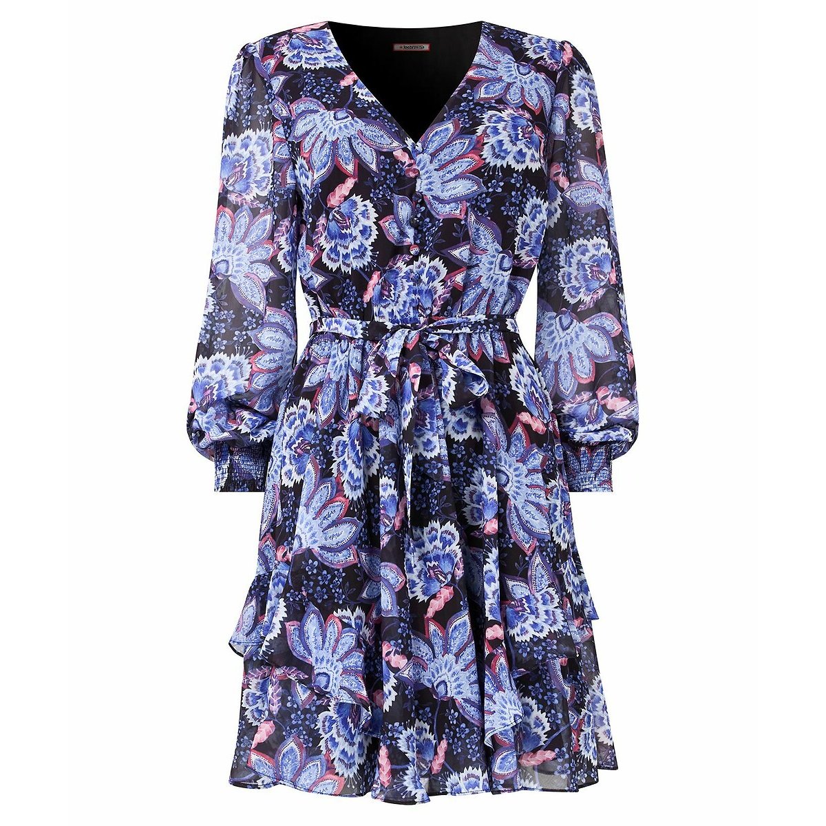 Vestido curto com cinto violeta, JOE BROWNS
