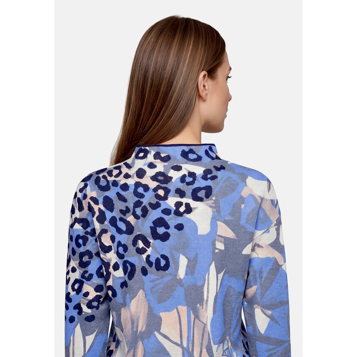 Pull-over en maille à imprimé bleu/beige, BETTY BARCLAY
