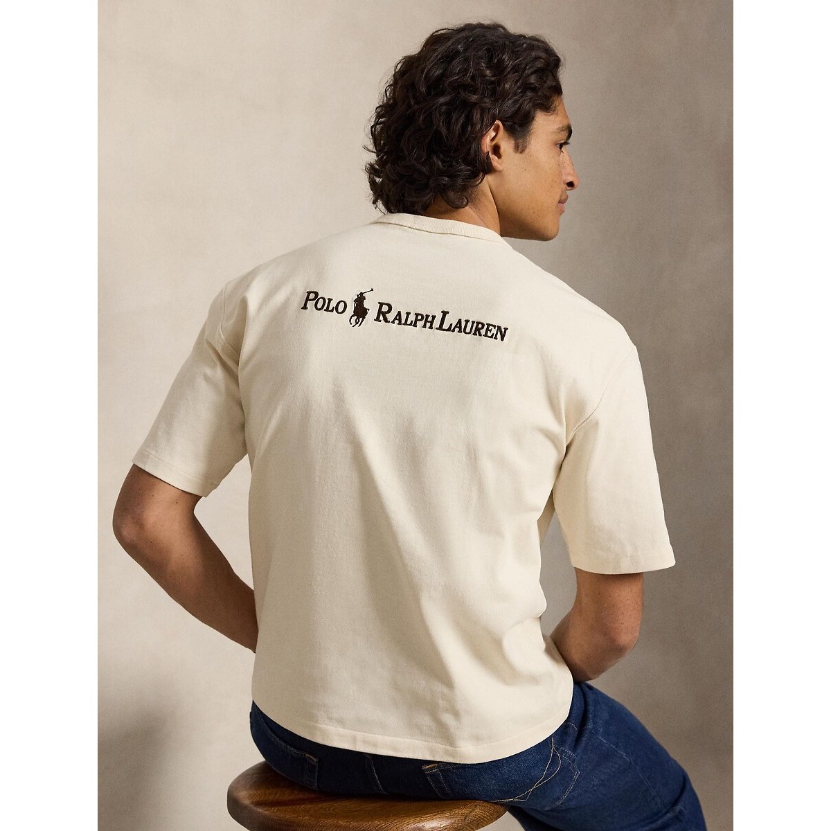 T-shirt ample logo dos crème, POLO RALPH LAUREN