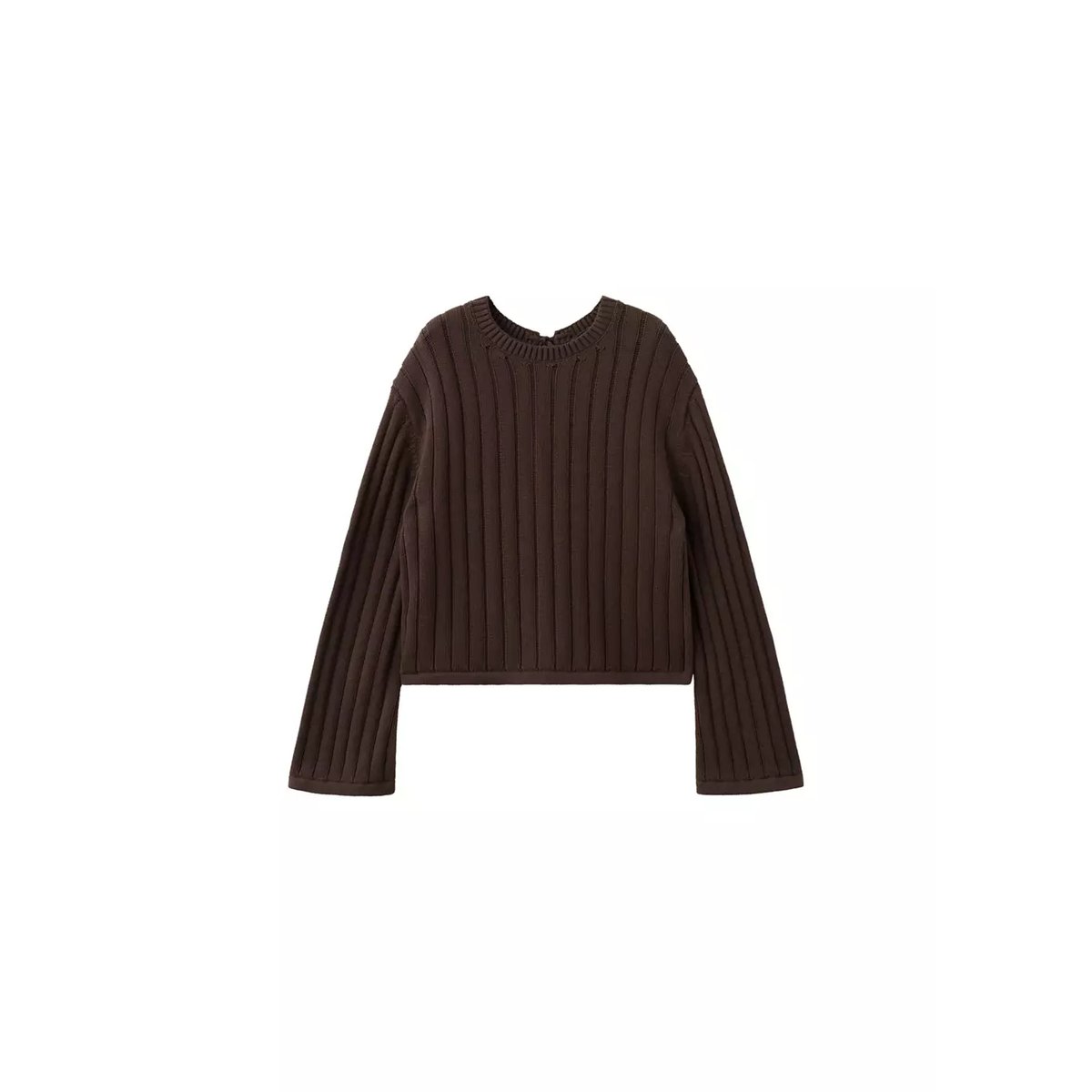 Pull-over maille côtelée marron, MANGO TEEN
