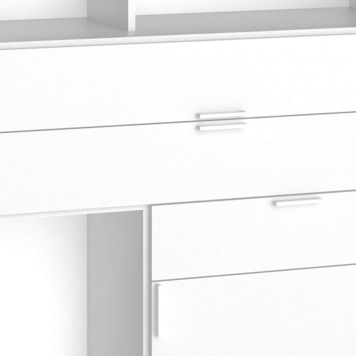 Commode 3 tiroirs 1 porte avec niches blanc, TERRE DE NUIT