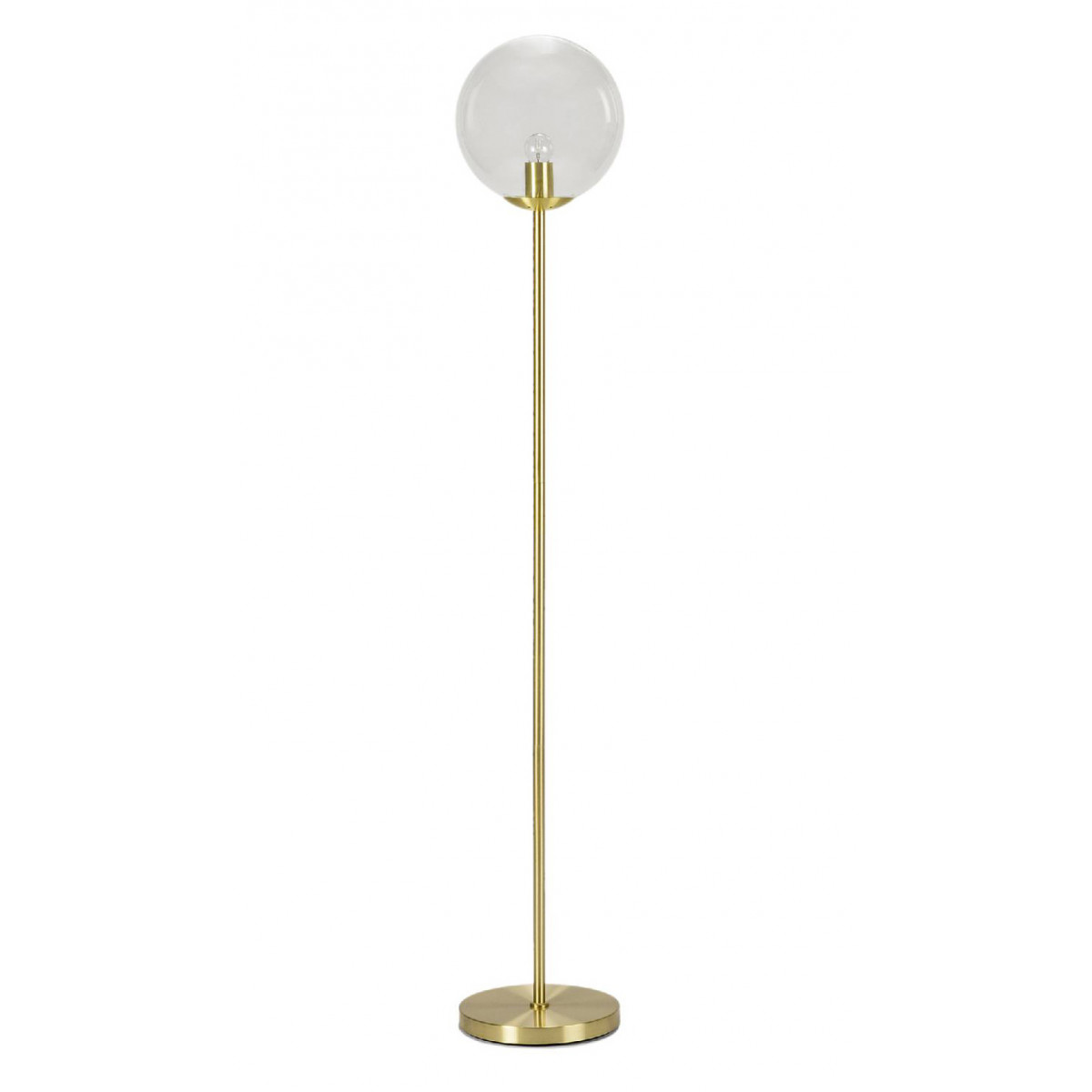 Lampadaire rétro en métal doré et globe en verre transparent - 150cm doré, WADIGA