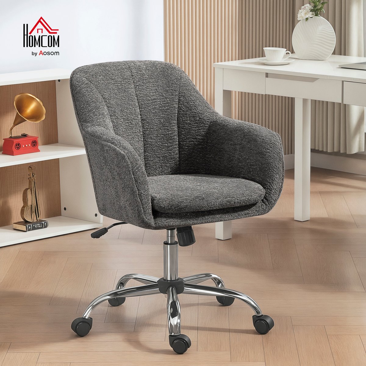 Chaise de bureau Flanelle neige (100 % gris, HOMCOM