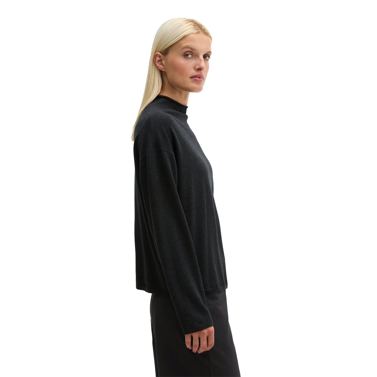 Pull-over en maille fine oversized en doux mélange de laine vierge gris, MARC O'POLO