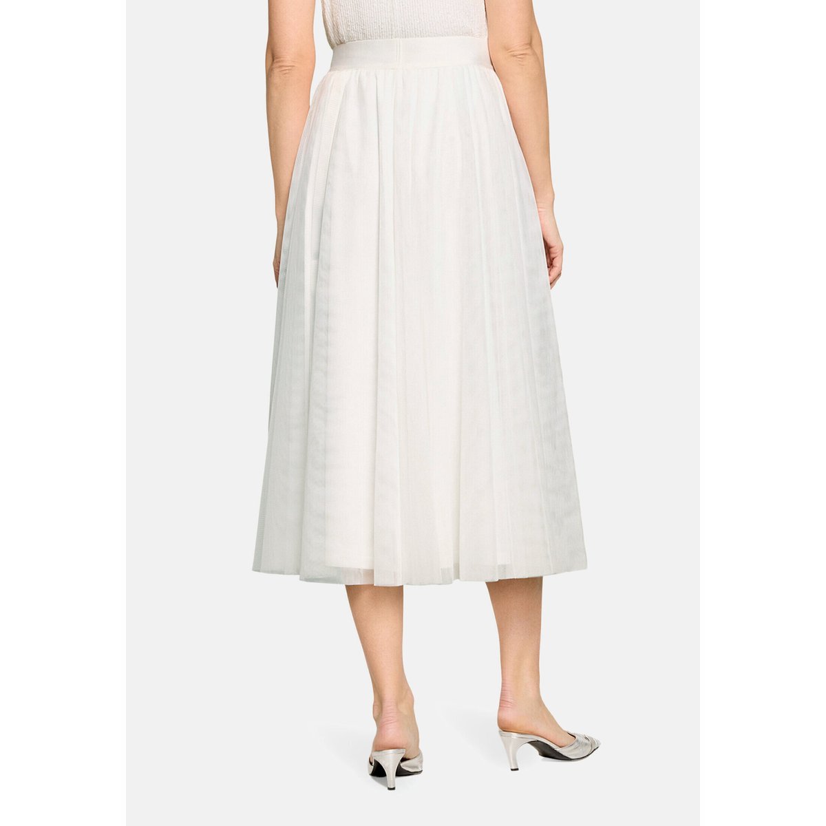 Jupe en tulle au look superposé blanc, VERA MONT