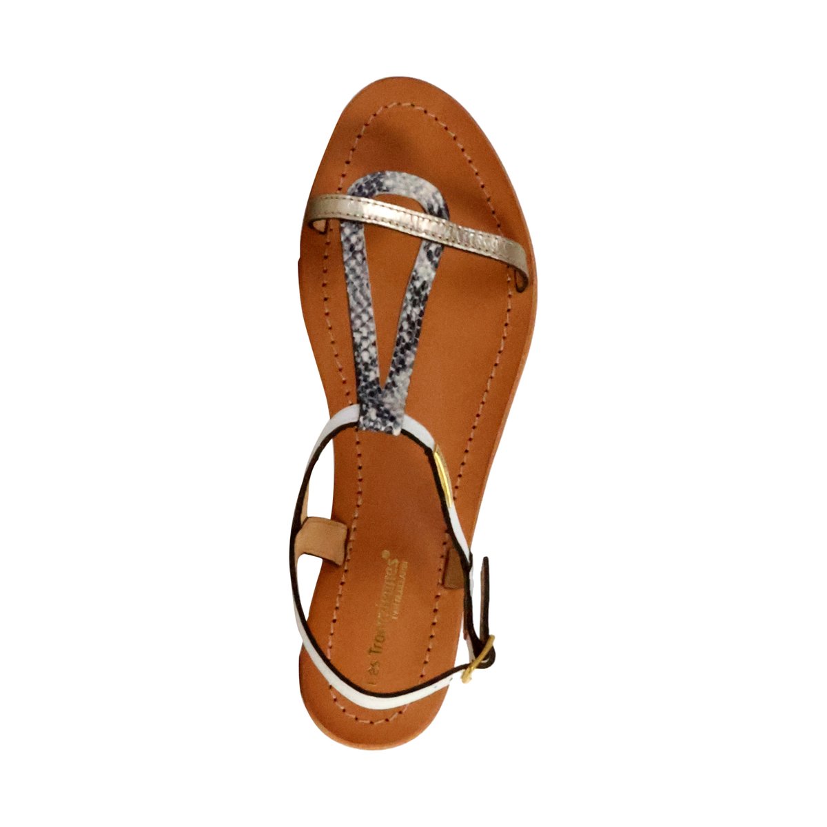 Sandales plates en cuir à brides HAMAT blanc multi, LES TROPEZIENNES PAR M.BELARBI