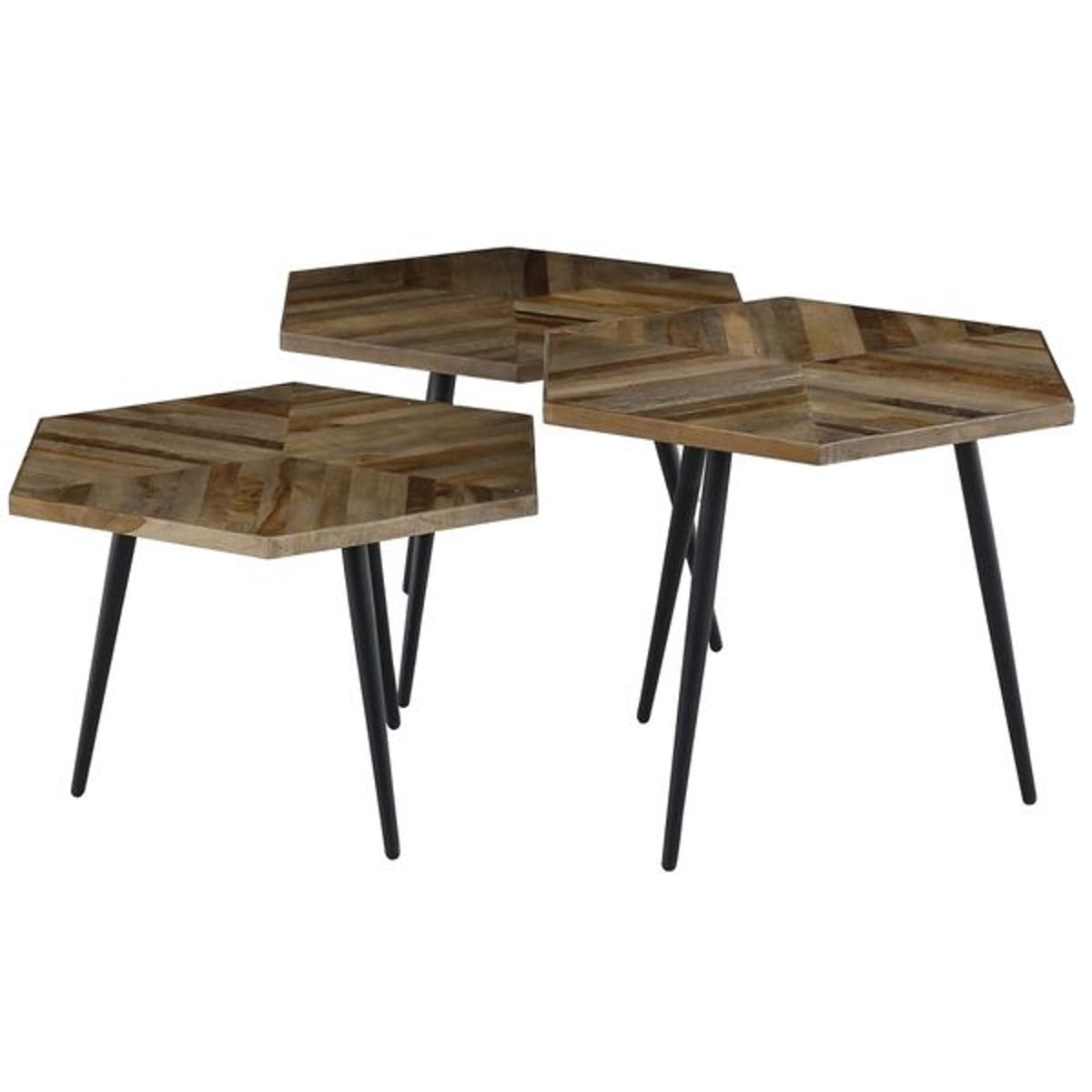 Tables basses hexagonales naturel foncé, ZAGO