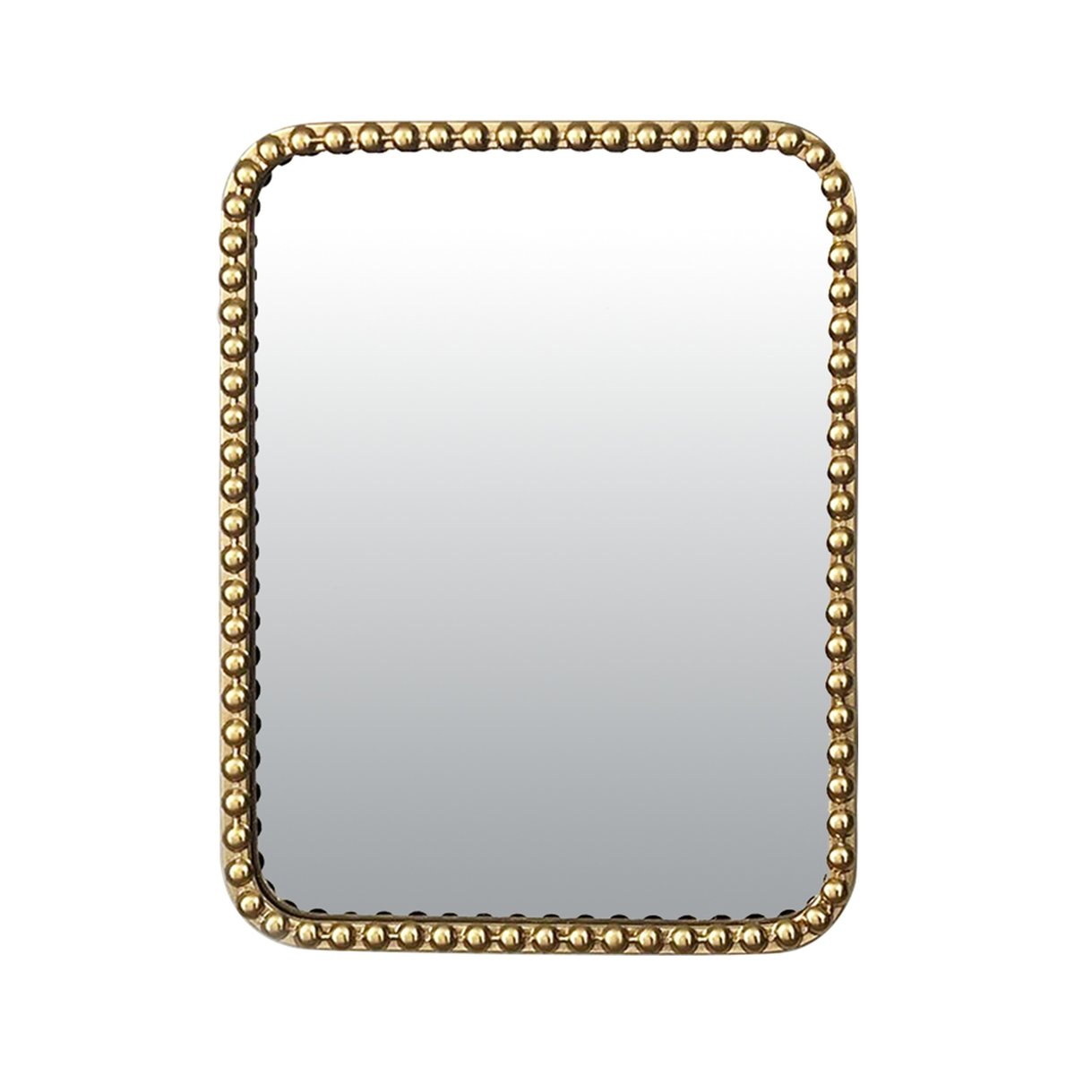 Miroir métal rectangulaire perles 35x45cm or, EMDE