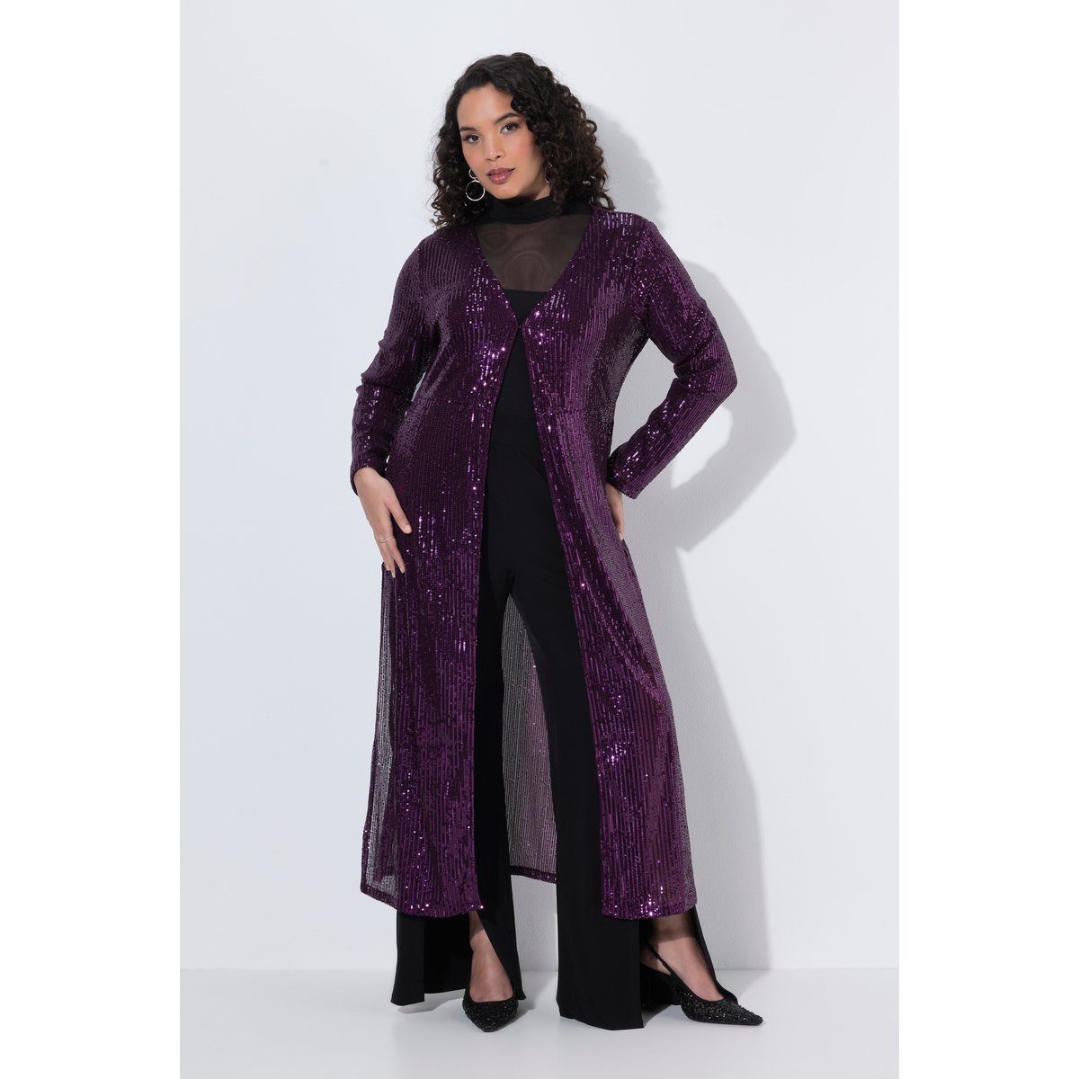 Veste longue à paillettes raisin foncé, ULLA POPKEN