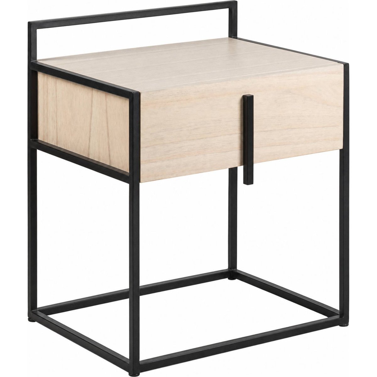 Table de chevet en bois de cèdre et métal naturel et noir, RECOLLECTION