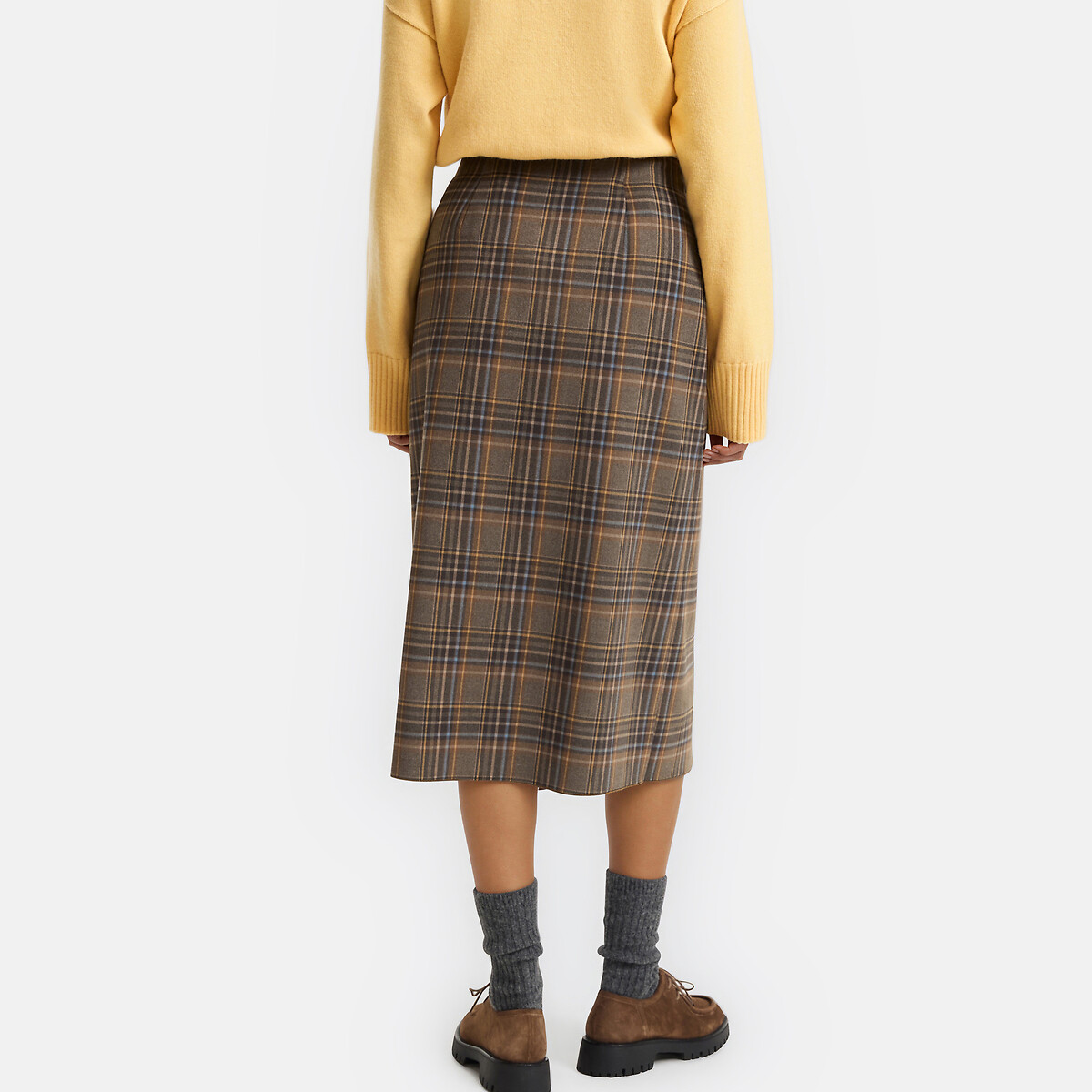 Jupe portefeuille midi, à carreaux carreaux, LA REDOUTE COLLECTIONS