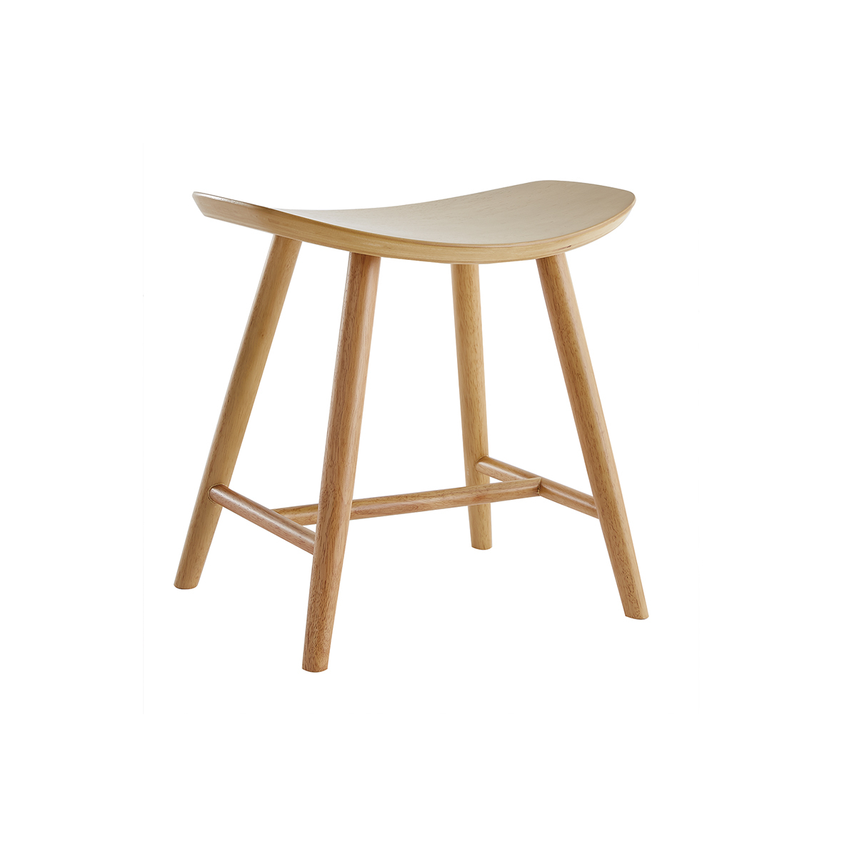 Tabouret bas en bois H46.5 DEMORY marron clair, MILIBOO