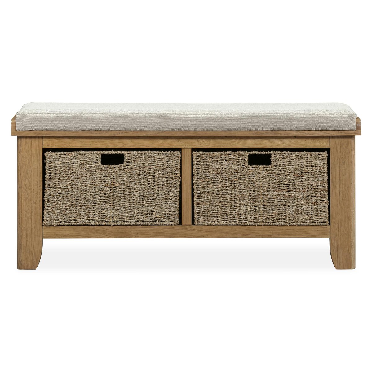 Banc d'entrée en chêne avec 2 paniers de rangement VALMONT bois naturel, PIER IMPORT