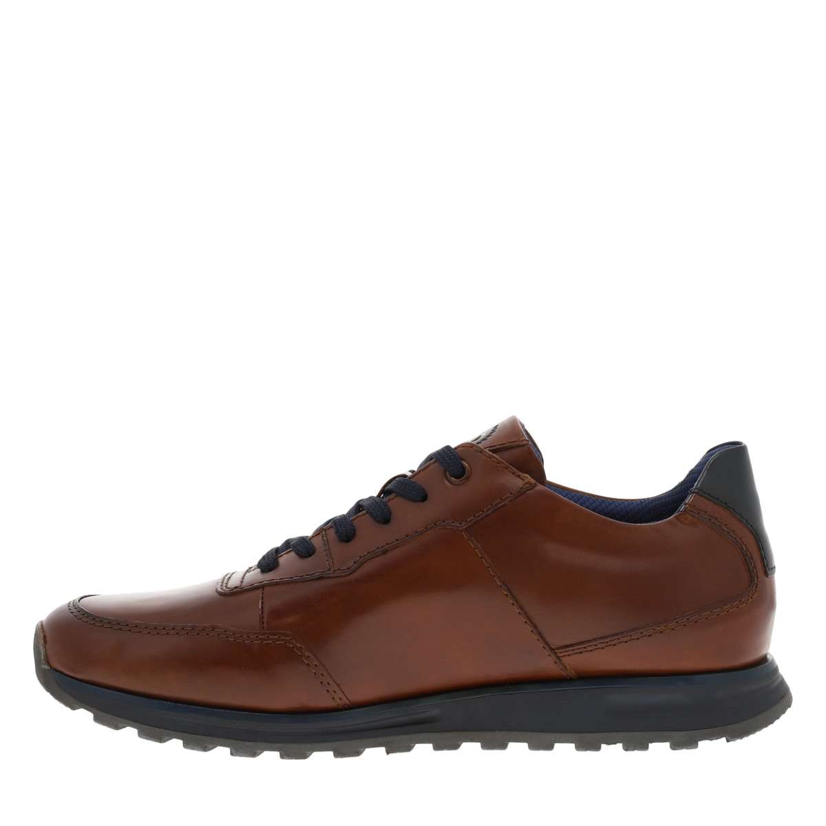 Sneakers cuir talon plat marron, BUGATTI