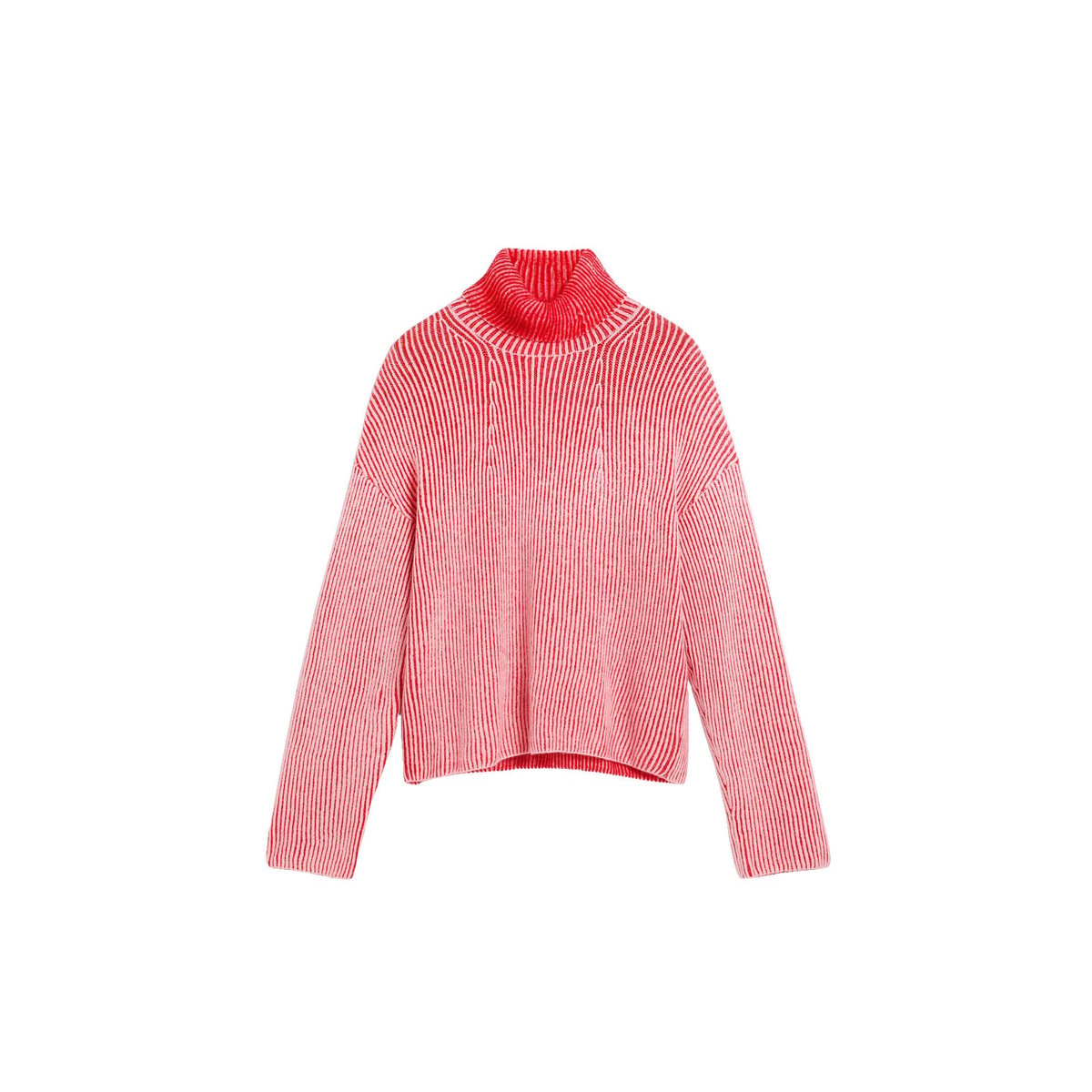 Pull à col roulé en maille côtelée rouge, DESIGUAL