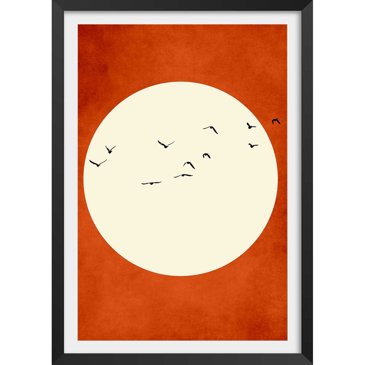 Affiche illustration ""Chaleur rouge"" affiche + cadre en bois - noir, HEXOA