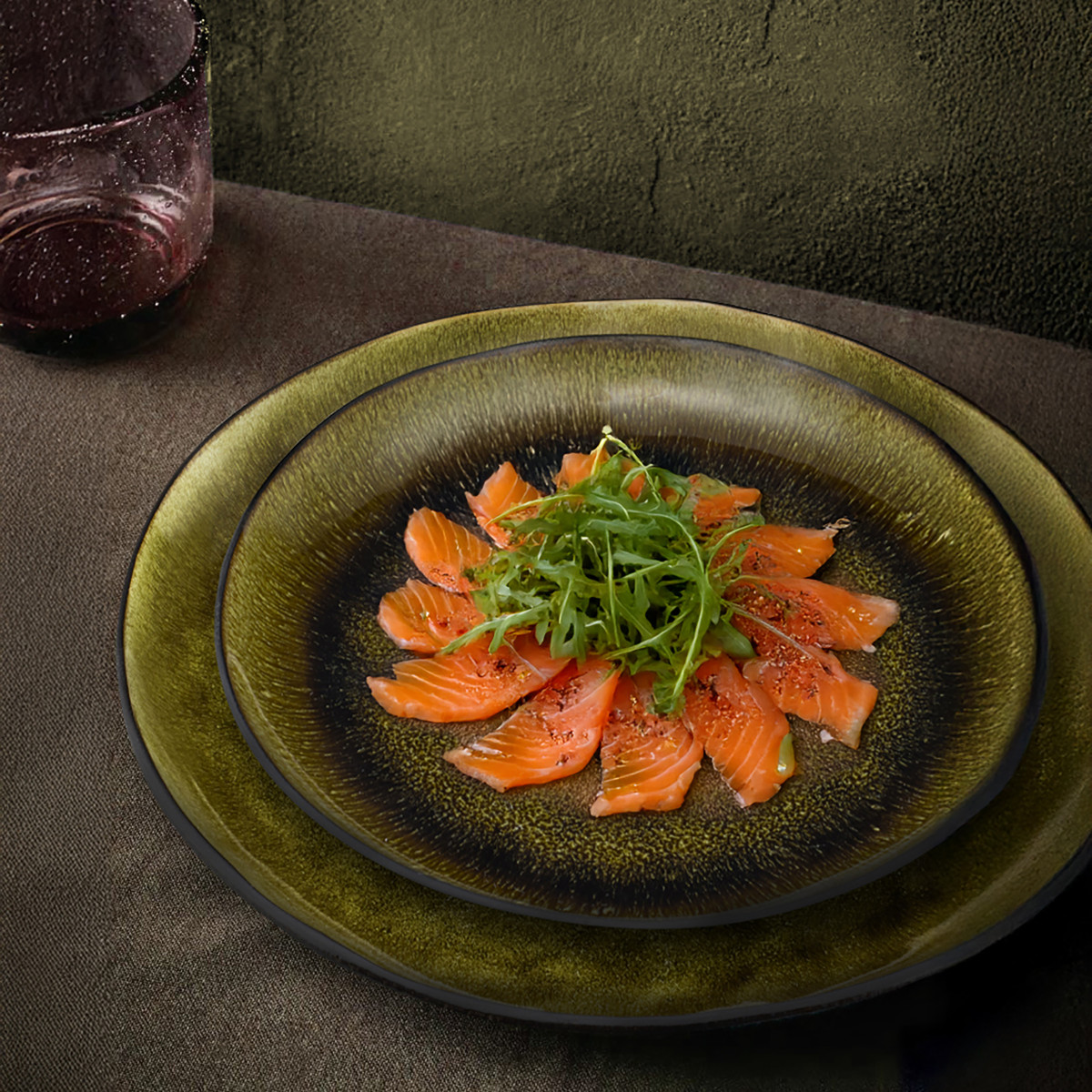 Assiette plate 27 cm (lot de 6) - vert olive, MEDARD DE NOBLAT