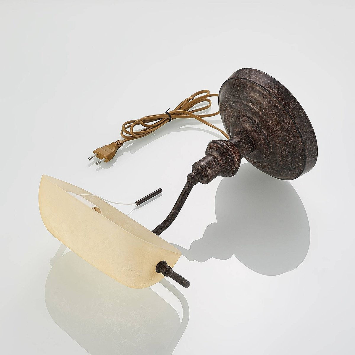 Lampe à poser en métal antique, Profina brun rouille, ambre, LINDBY