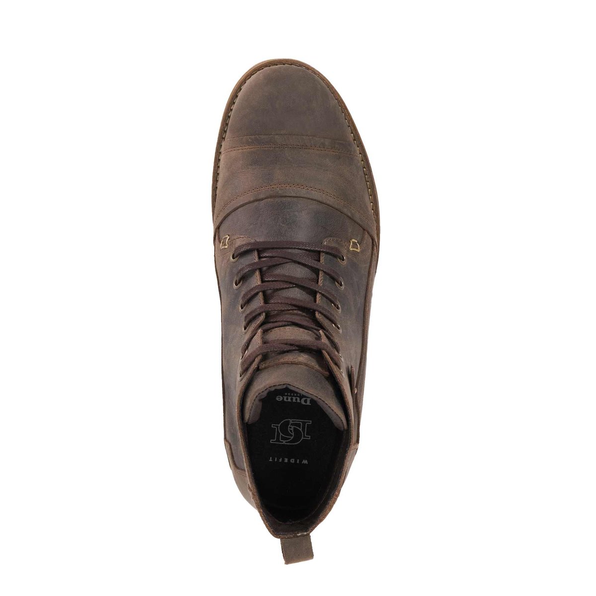 Bottines en cuir à surpiqûres à coupe large - SIMON Wide Fit dark brown-leather, DUNE LONDON