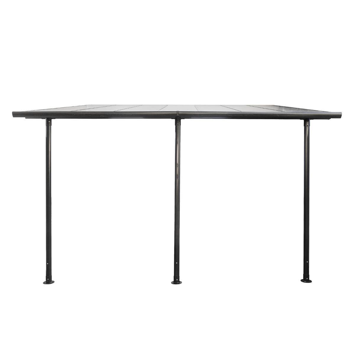 Pergola adossée en aluminium toit polycarbonate 4x3m BELIZE gris graphite, HESPERIDE