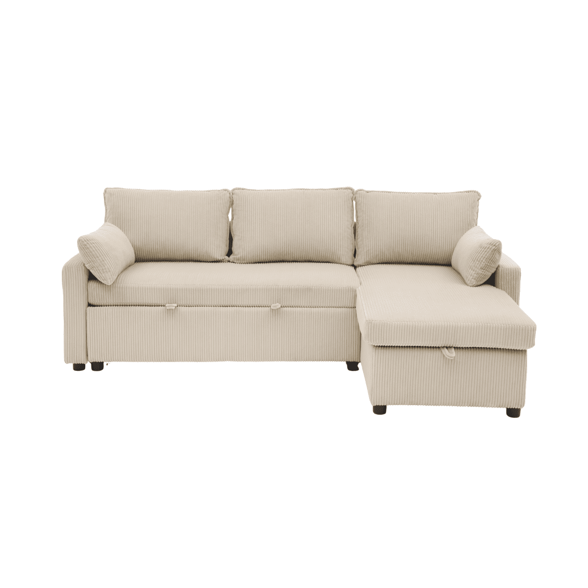 Canapé convertible 3 places en velours LOUISON beige, CALICOSY