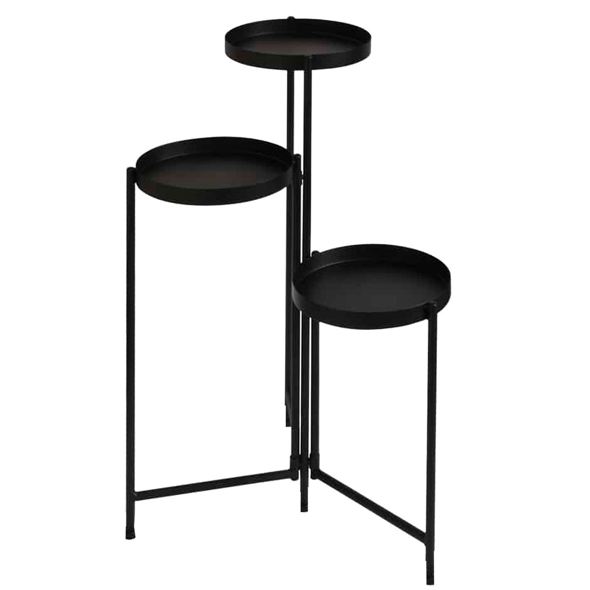 Support pot plante triple articulé métal noir 50x24.5x69cm noir, WADIGA