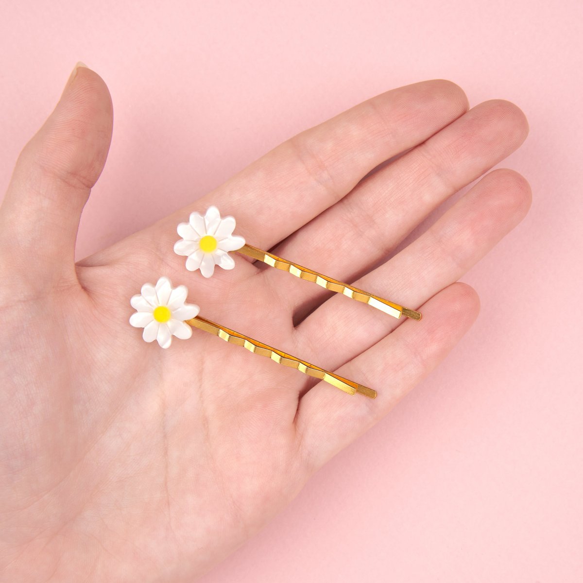 Duo Barrettes Fines PÂQUERETTE blanc nacré, COUCOU SUZETTE