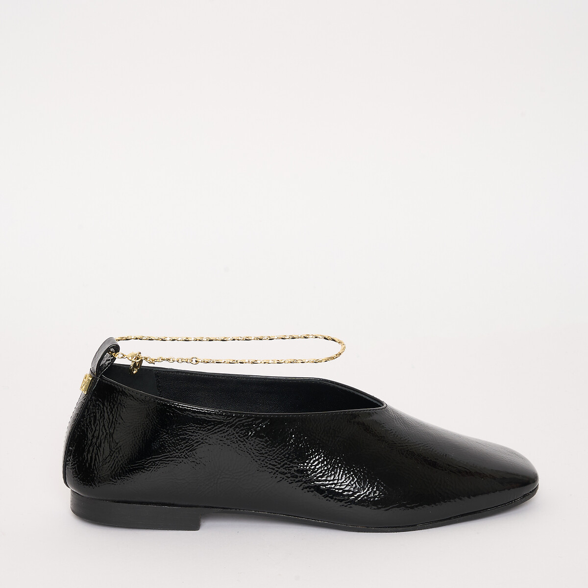 Ballerines en cuir vernis, CARESSE noir, PETITE MENDIGOTE