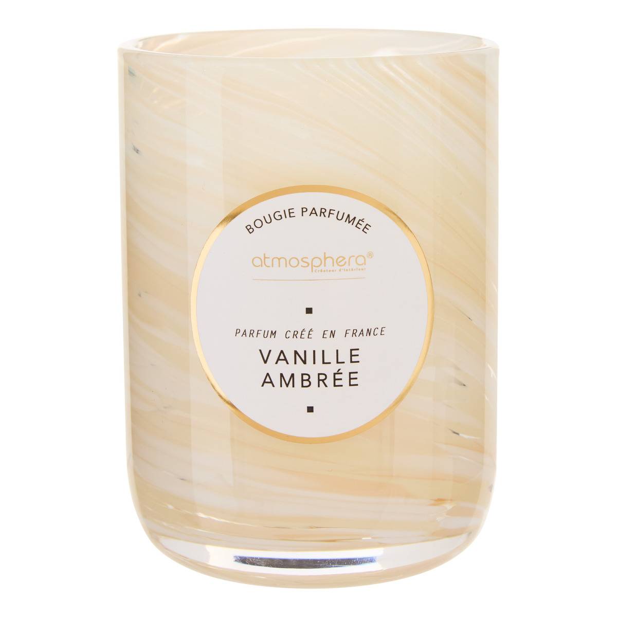 Bougie parfumée 275g pot en verre vague WAVY blanc, ATMOSPHERA