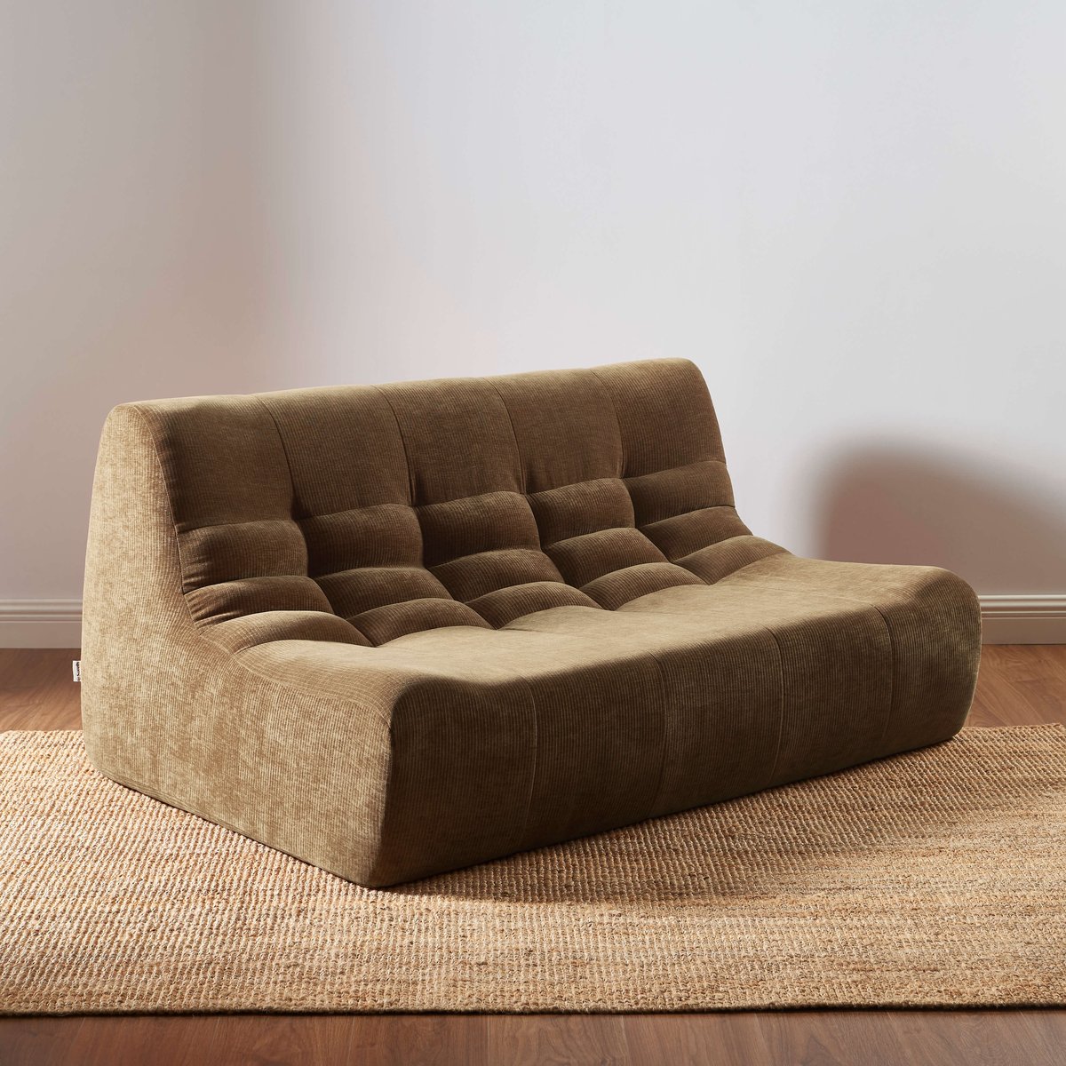 Ensemble banquette + chauffeuse velours JANIS marron, SORELH