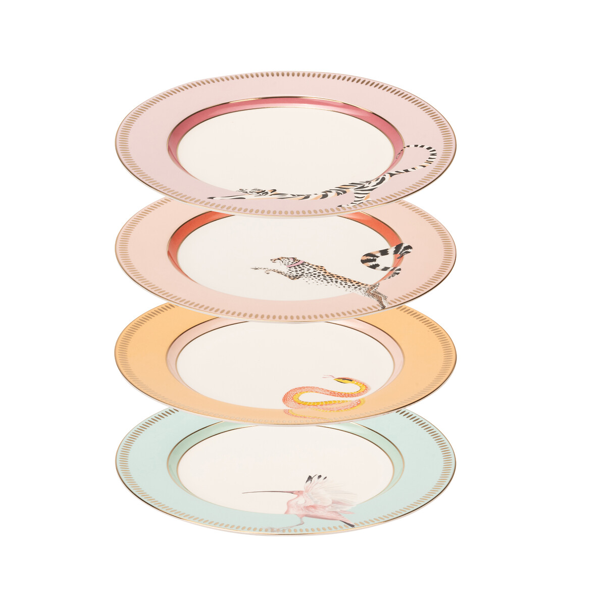 Set of 4 Animal Dinner Plates multi-coloured, YVONNE ELLEN