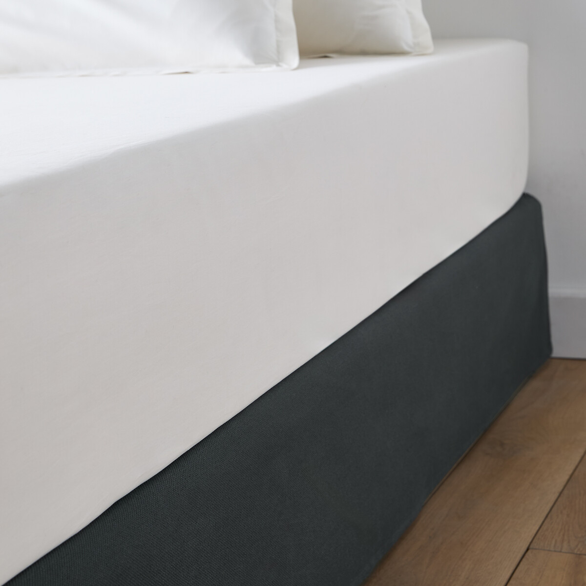 Cache sommier uni pur coton Panama anthracite, LA REDOUTE INTERIEURS