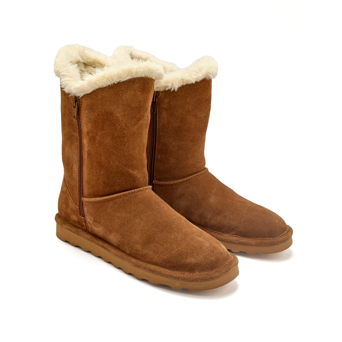 Boots fourrées 2 zips marron, PEDICONFORT