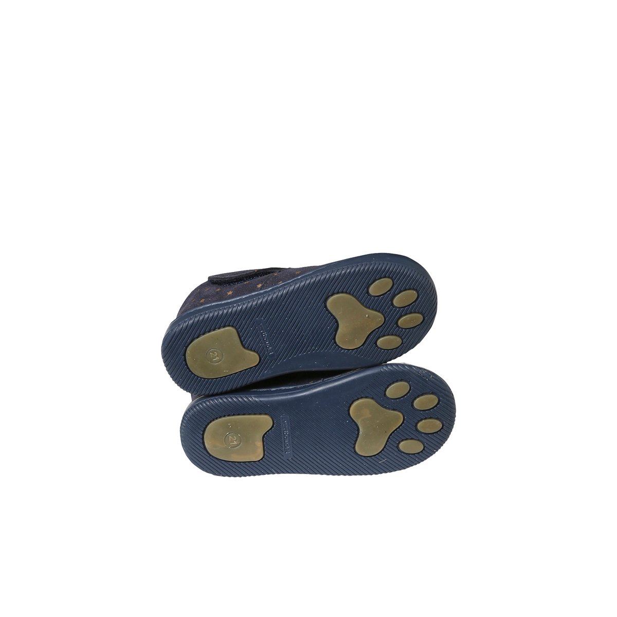 Chaussons scratchés bébé en cuir souple bleu imprimé, VERTBAUDET