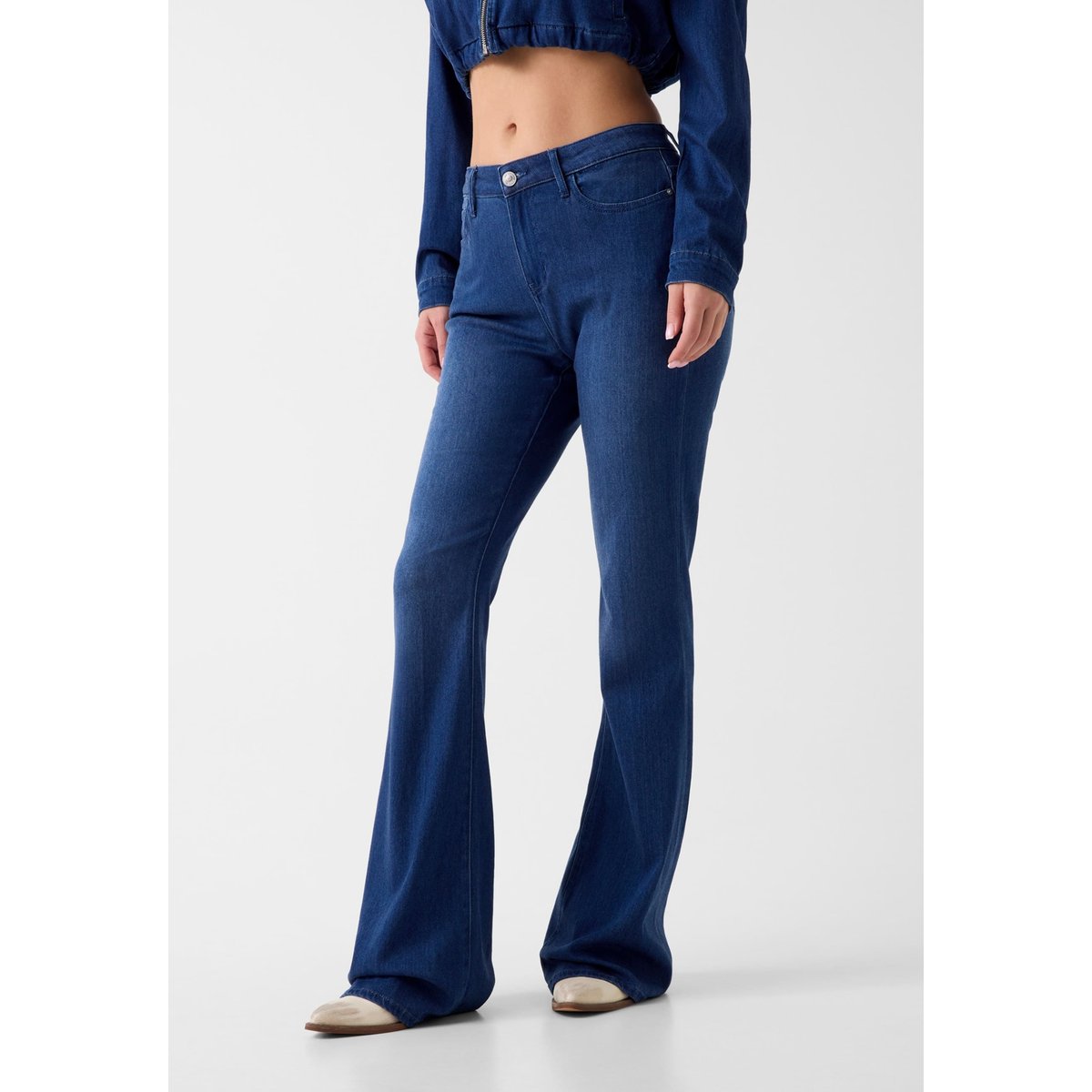 Jean Taille Mi-Haute Flare bleu, GUESS