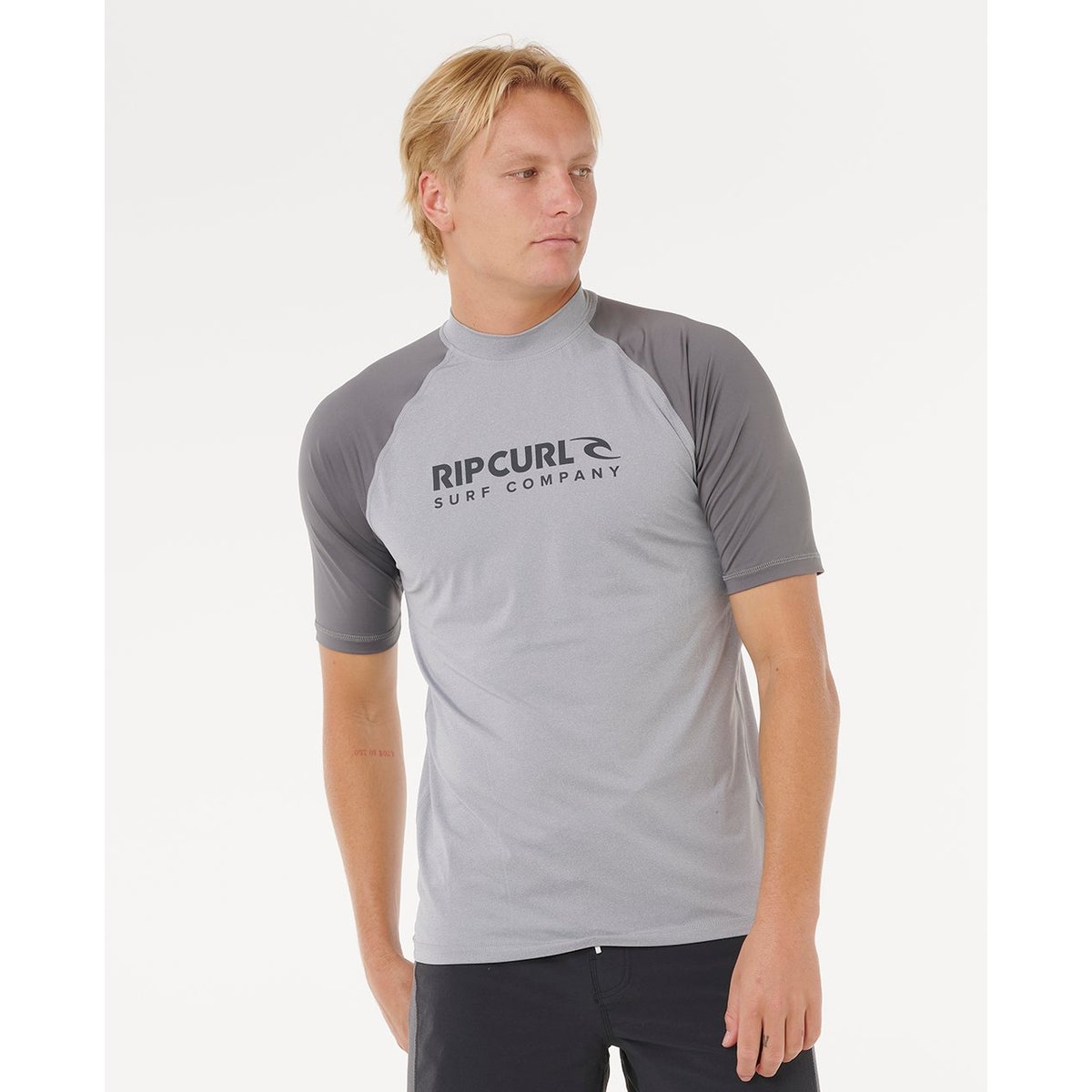 T-shirt anti-UV Shock UPF50 manches courtes gris chiné, RIP CURL