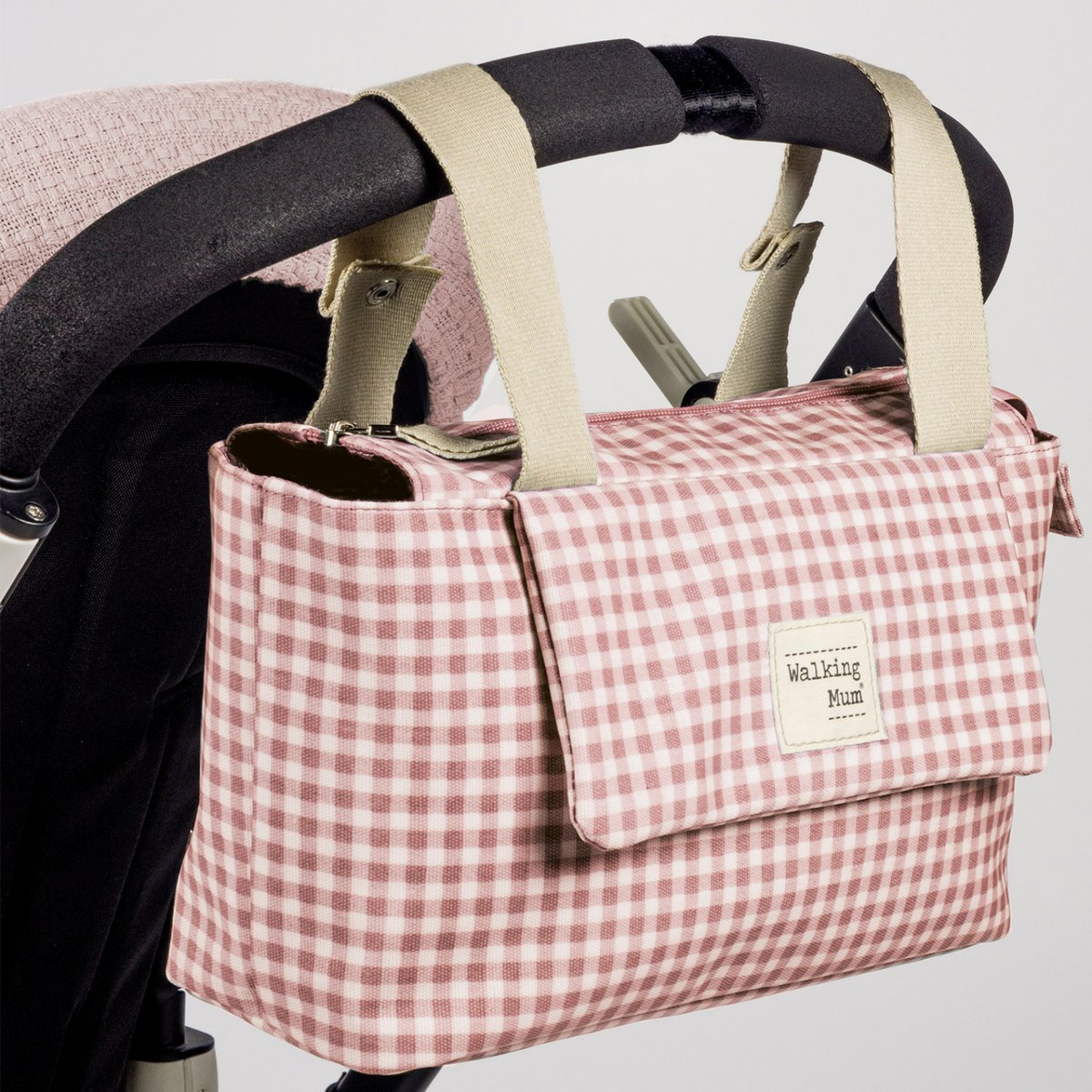Sac à poussette rose, blanc, WALKING MUM
