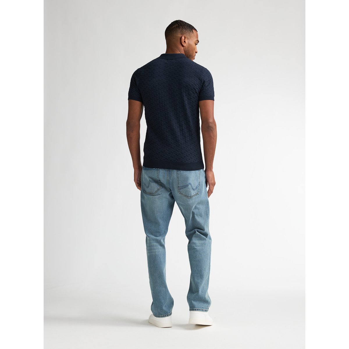 Pull Polo en maille cactus bleu navy blue, PETROL INDUSTRIES