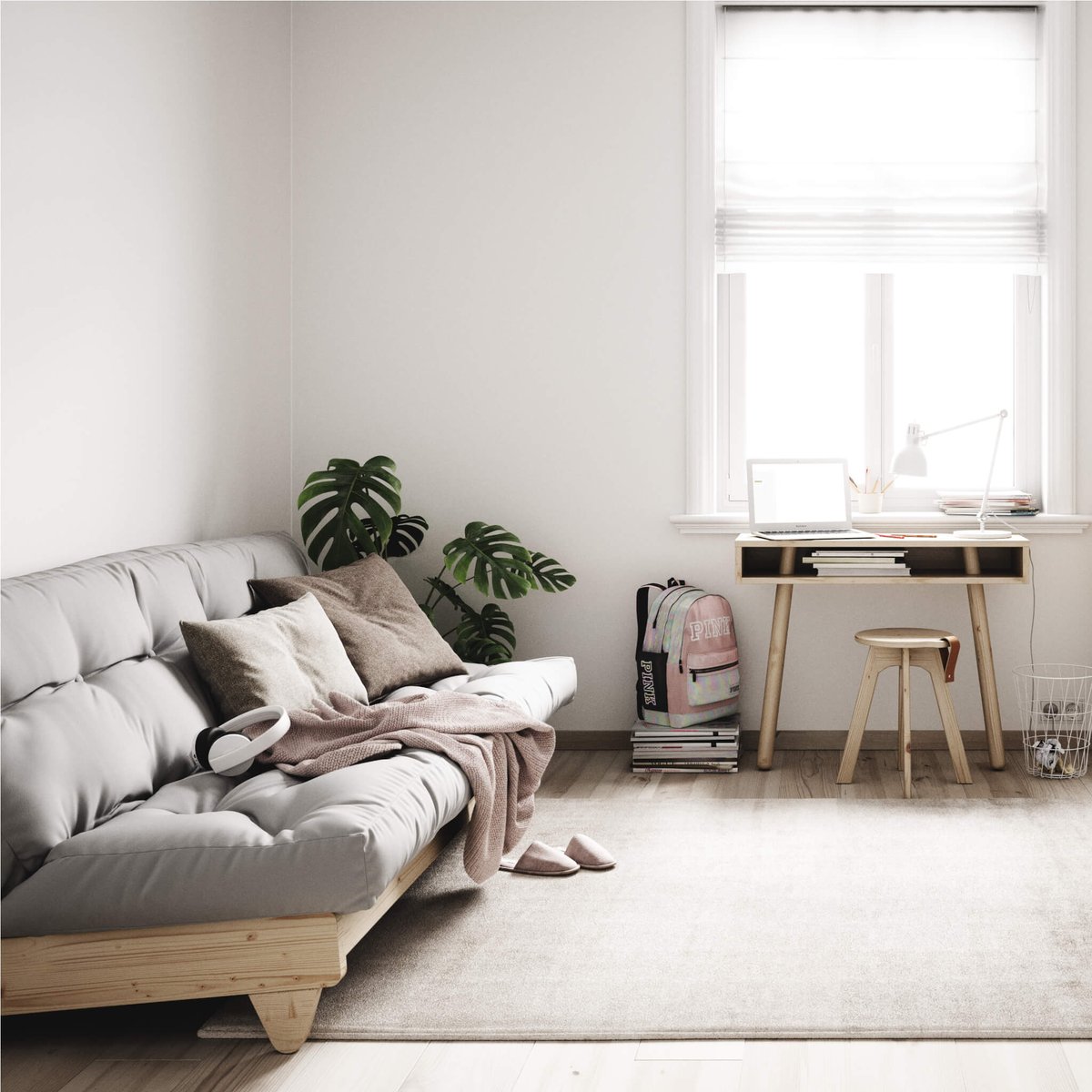 Banquette ajustable en pin massif avec matelas futon - FRESH bordeaux, KARUP DESIGN